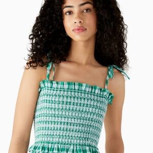 Kate Spade Green and White Smocked Gingham Dress. Just in time for spring.